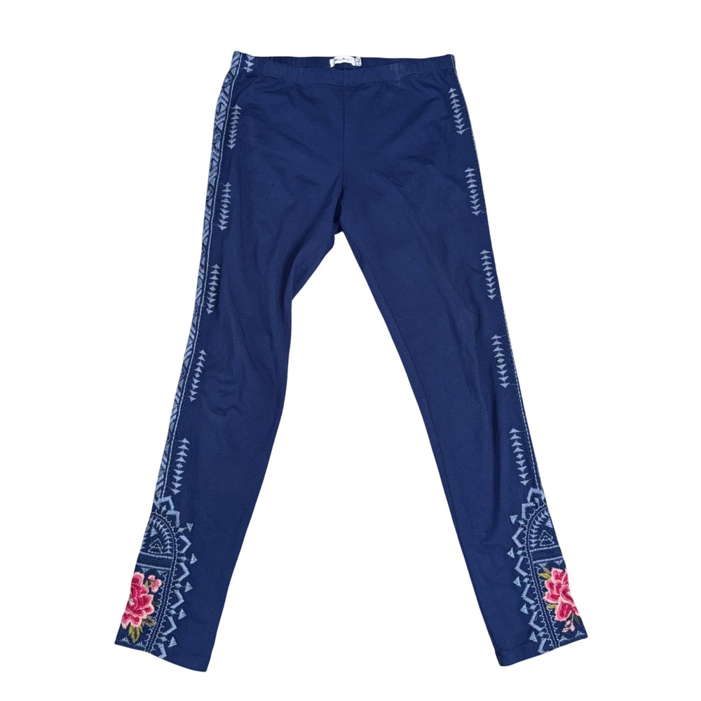 JW Los Angeles Leggings Women Small Navy Blue Good Embroidered Floral Boho